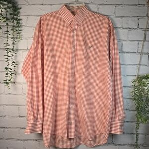 SOUTHERN POINT CO GINGHAM CHECKED MENS LONG SLEEVE BUTTON DOWN ORANGE MED